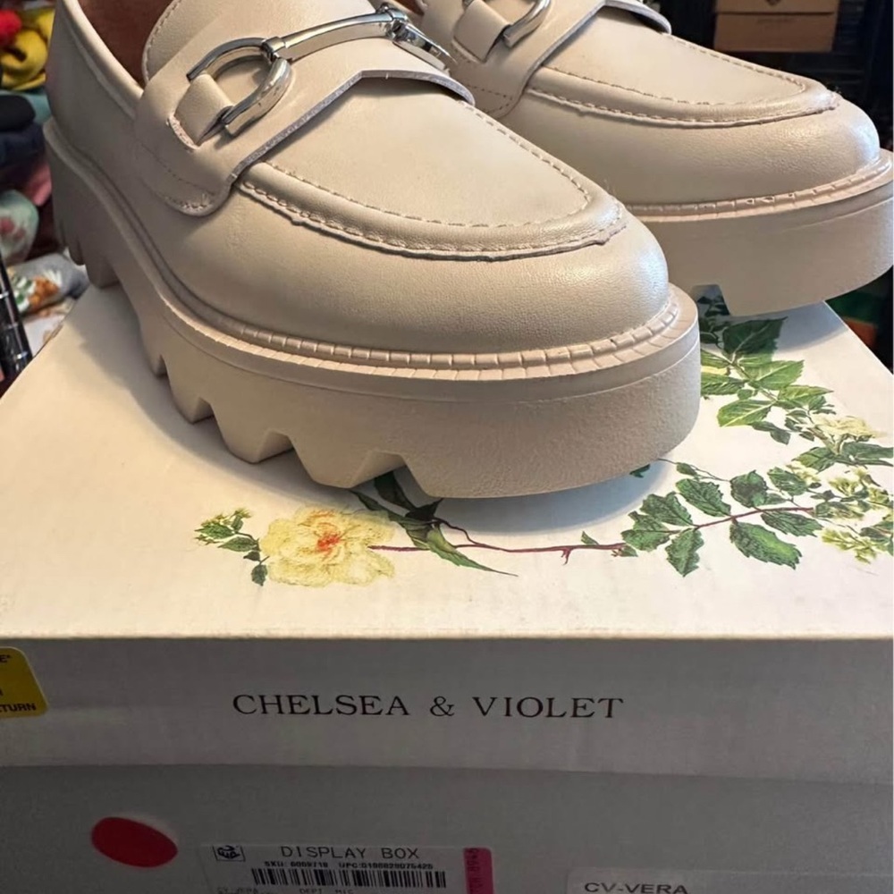 Chelsea & Violet Cream Chunky Platform Loafers